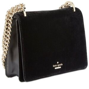Kate Spade Watson Lane Marci Black Velvet Shoulder Bag NWT